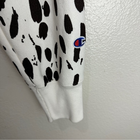 Champion Womens Cropped Sweatshirt Crew Logo Cow Print Reverse Weave Size Large - Picture 3 of 8